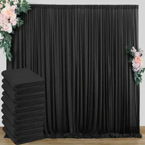 12 Panels 5ft x 10ft Wrinkle Free Black Wedding Backdrop Curtains for Party Bridal Shower Reception Decorations High Quality Polyester Fabric Drapes