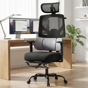 Mr IRONSTONE Ergonomic Mesh Office Chair with 6D Armrest and Headrest, Big and Tall Home Desk Chair with Adjustable 3D Lumbar Support,Gaming & Executive Computer Chairs, 400 lbs Black