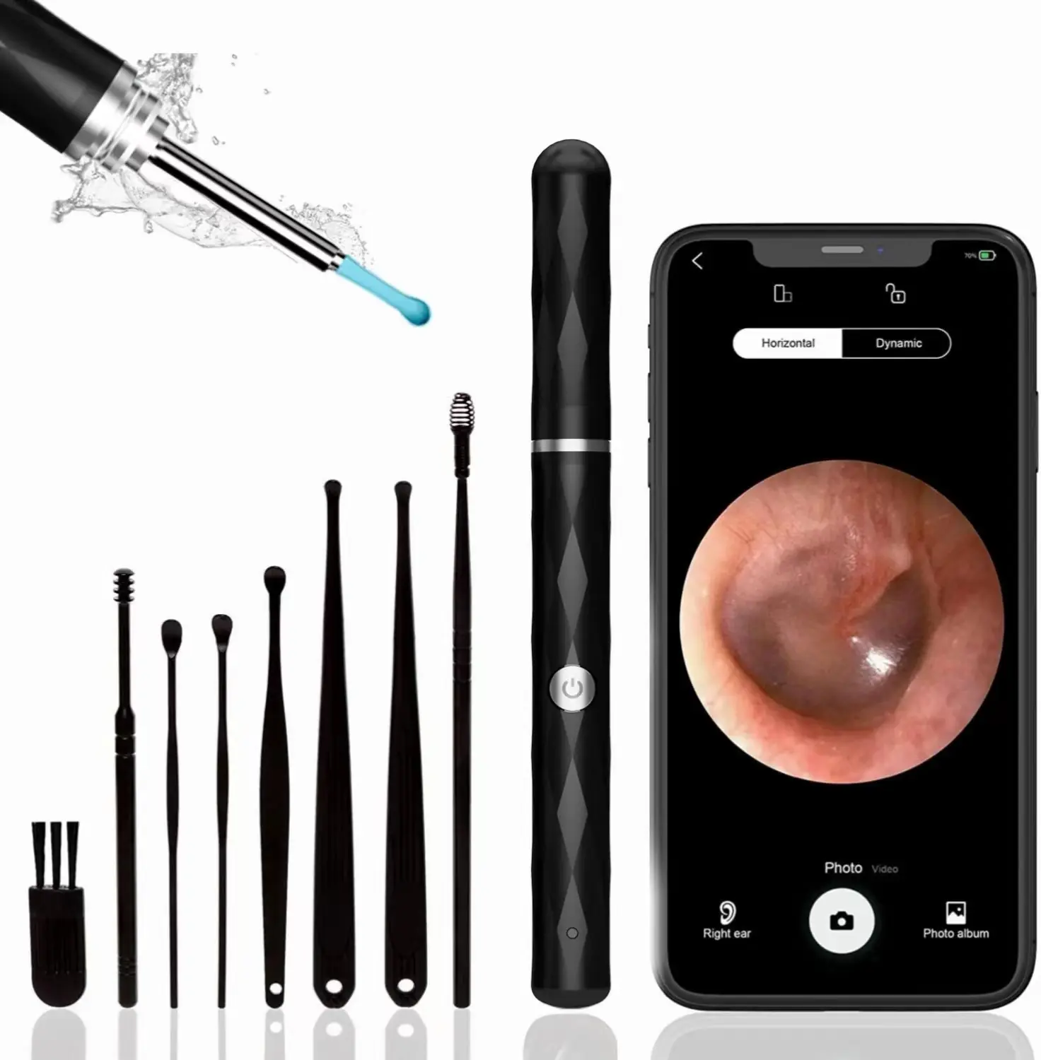Ear Wax Removal, Ear Cleaning kit with 1296P Camera, Ear Camera, Earwax Remover Tool for iPhone, iPad & Android, Ear Cleaner Earwax Removal Kit Black removal tool set was toolkit earpick wax removal tool wireless clean gentle pick remival wide angle