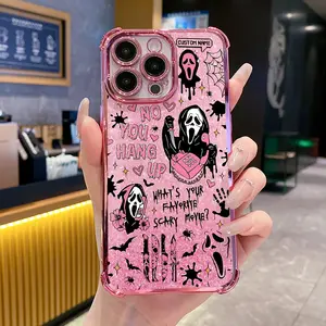 Girly iPhone Cases Horror movie pattern Phone Case For iPhone 16 15 14 13 12 11 Pro Max Plus Shockproof Transparent Cover Protector Casing Protector Protection