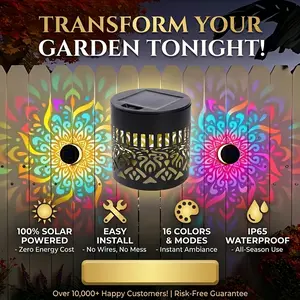 Solar-powered mandala projection wall light, waterproofmetal fence light, outdoor decorative light for gardens,terraces, backyards, and patios, outdoor decoration, patiolighting, solar lighting.