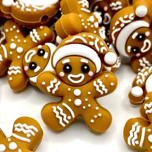 1pc Frosted & Fabulous Silicone Focal Beads - Christmas Gingerbread Man Beaded Pen Supplies DIY