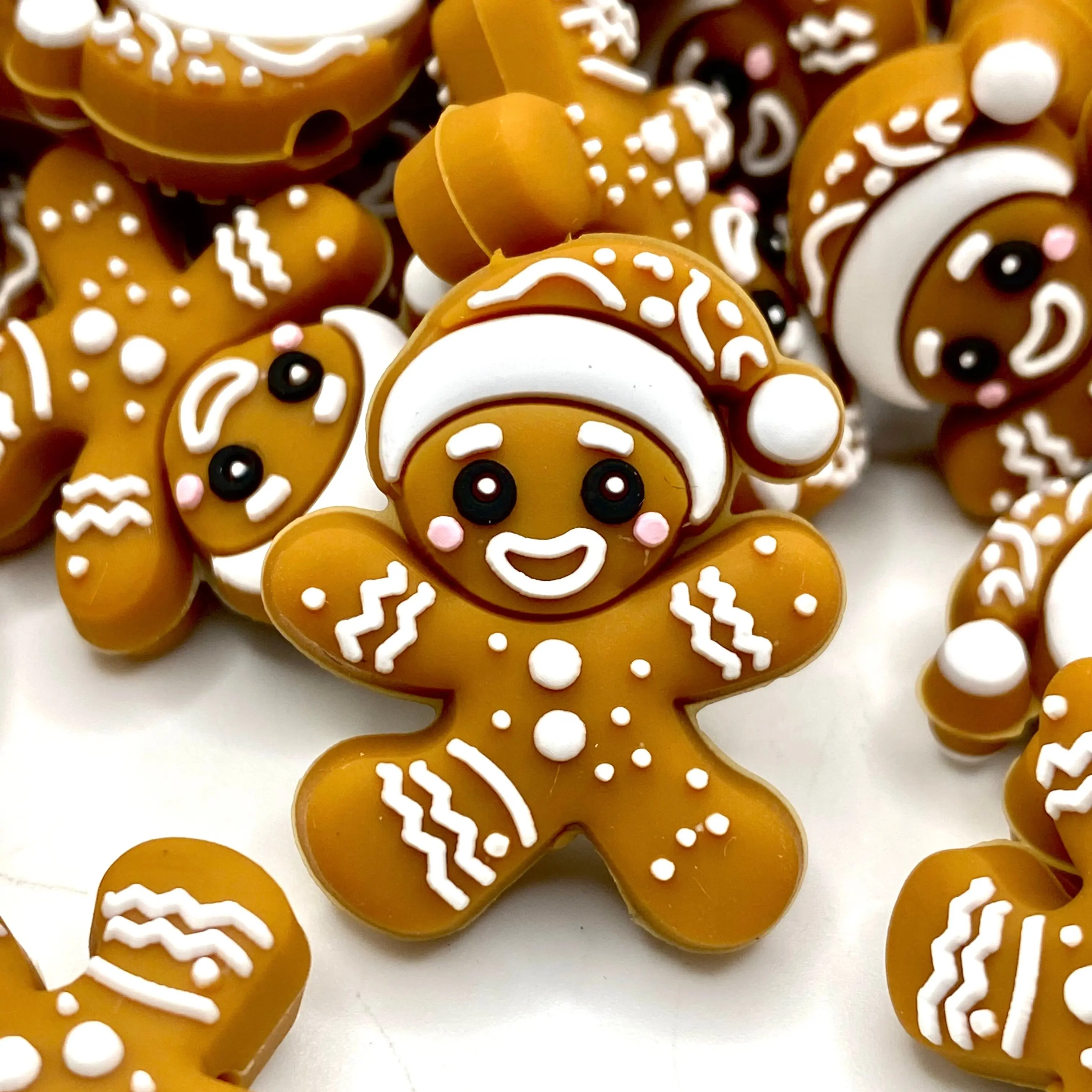 1pc Frosted & Fabulous Silicone Focal Beads - Christmas Gingerbread Man Beaded Pen Supplies DIY