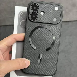 Luxury Jeans Fabric Leather Matte For Magsafe Charge Case For iPhone 13 14 15 16 17 Pro Max Shockproof Bumper Magnet Skin Cover