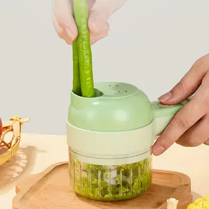 2025 Upgrade Portable Handheld 4in 1 Electric Vegetable Slicer, Electric Vegetable Cutter Set, Multifunctional vegetable Cutter& Slicer, Wireless Garlic Mud Masher, Fruit Slicers(green), Kitchen Gadget, Vegetable Slicing, Ergonomic Grip, Ha