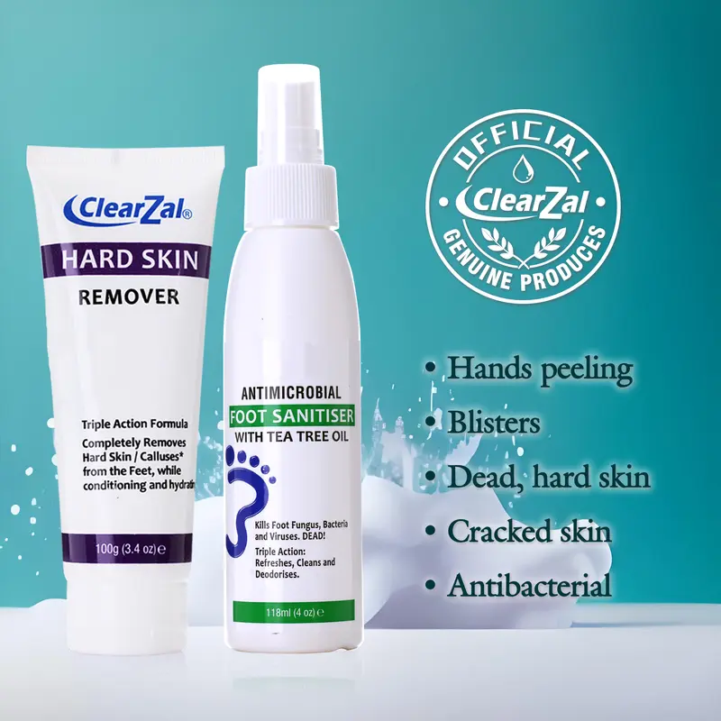 Clearzal Reset Duo Foot Care Set HARD SKIN Hand Peeling ,dryskin,Hydrating Moisturizing Exfoliating Cream. Exfoliating cream for all skin types on hands, feet and body,peeling skin 100g ,Urea, salicylic acid, aloe vera formula