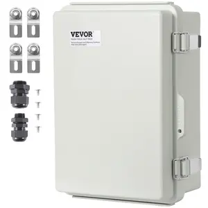 VEVOR Outdoor Electrical Junction Box,  16.93 x 12.99 x 7.09 in, ABS Plastic Electrical Enclosure Box with Hinged Cover Stainless Steel Latch, IP67 Dustproof Waterproof for Outdoor Electrical Projects