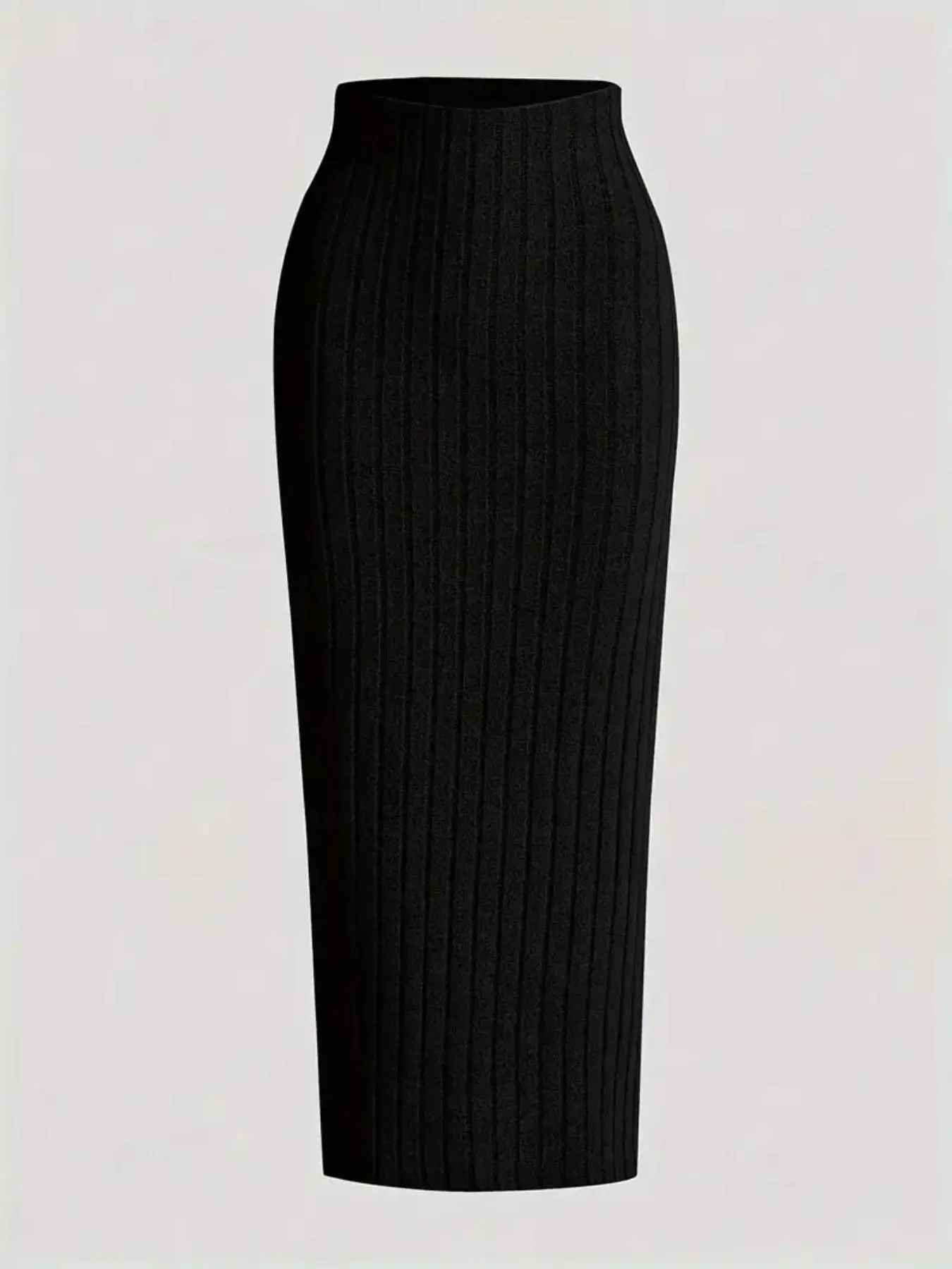 Women's Solid Ribbed Stretch Skirt, Elegant Chic Fashion Casual High Waist Skirt for Daily Outdoor Wear, Women's Bottoms for Fall & Winter