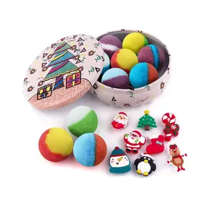 Bath Bombs for Kids, 8PCS Bath Bombs with Surprise Christmas Suction Toys, All Natural Organic Bath Fizzy Colorful Bombs, Bulk Halloween, Christmas Gifts for Girls and Boys, Birthday