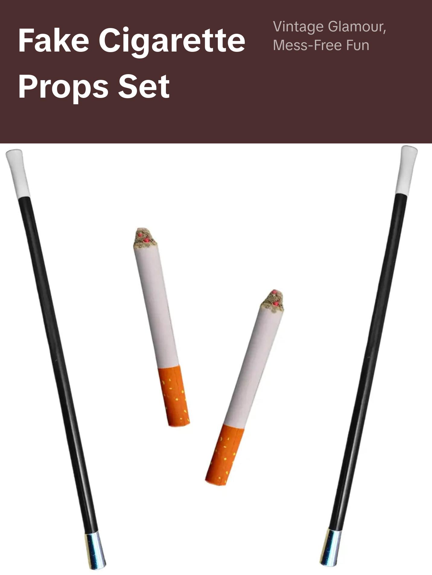 4E's Novelty 2 Fake Cigarettes & 2 Long Cigarette Holders – 3.25" Prop Cigarettes with Smoke, 13.25" Holder for Costumes 4E's Novelty 2 Fake Cigarettes & 2 Long Cigarette Holders – 3.25" Prop Cigarettes with Smoke, 13.25" Holder for Costumes
