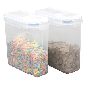 212 MAIN Large BPA-Free Plastic Rectangular Food Storage Containers, Set of 2 with Airtight Leak-Proof Spout Lids for Kitchen Countertop Organization