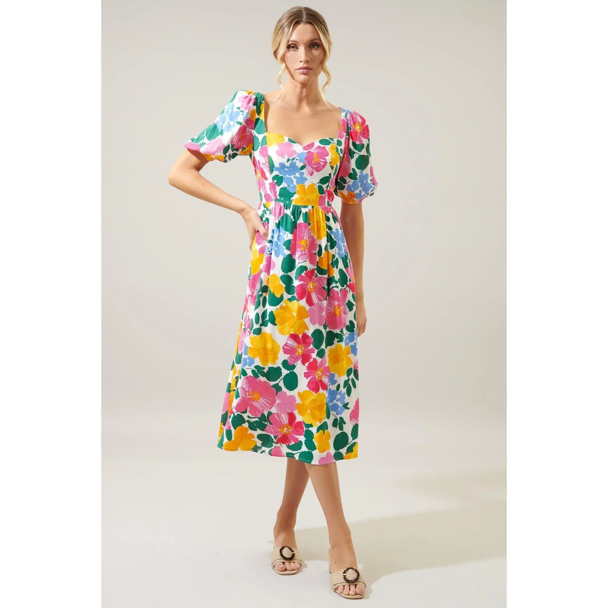 Kokomo Floral Farah Back Cut Out Midi Dress