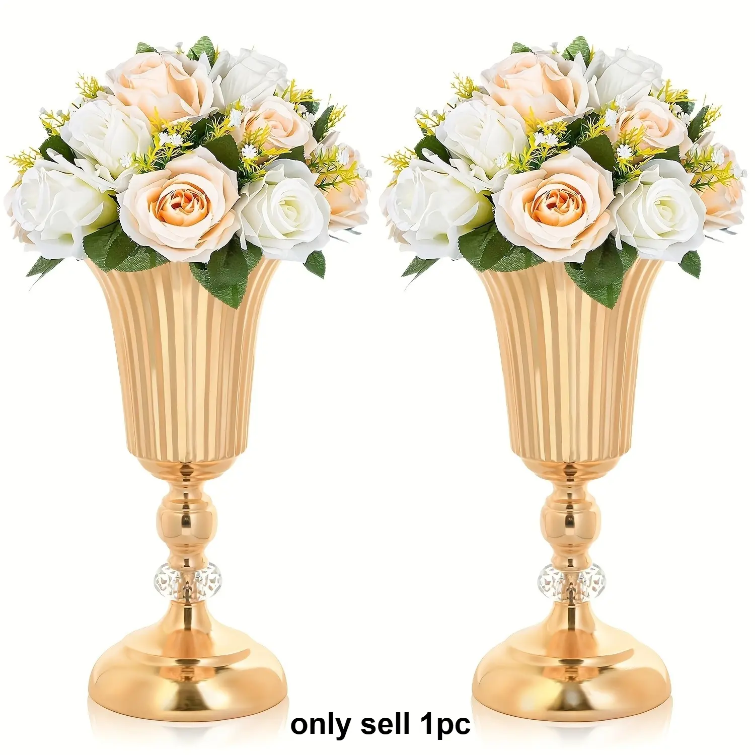 Luxury small metal centerpiece vase with crystal decoration is an ideal choice for wedding center decorations and party decorations.