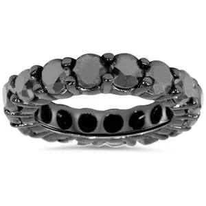5ct Round Black Diamond Eternity Womens Wedding Ring 14K Black Gold Wedding Band