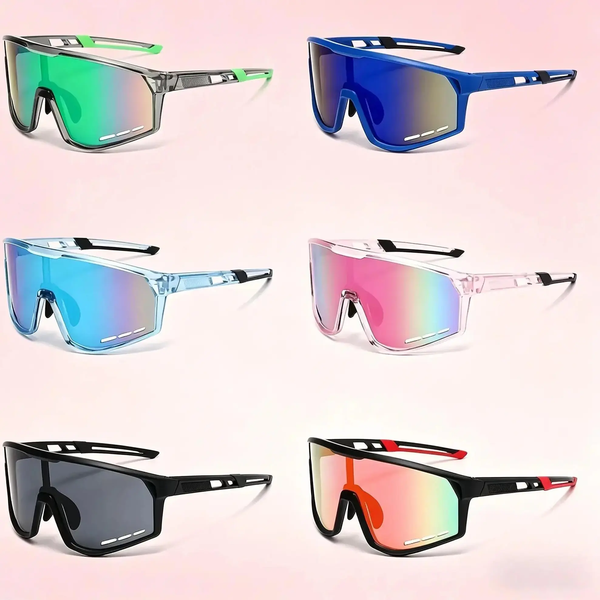 Viral Aesthetic Unisex Sports Sunglasses Set (6-Pack/1-Pack), UV400 Cycling Shades, Lightweight Shockproof Breathable Frame, Polarized Outdoor Eyewear, Comfy All-Day Fit for Running, Cycling & Travel Essential Men & Women, Bike Gear, Cycling Accessories