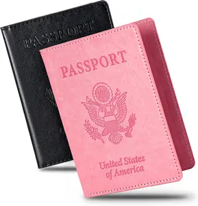 Unisex 2-Piece Waterproof PU Leather Passport Holder, Ultra Slim Passport Cover, Travel Accessories