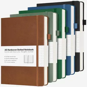 Dotted Journal, 5 Pack Hardcover Notebook, Dot Grid Notebook Journal for Women, Men, Large Leather Journals for Writing, , No Bleed Thick Paper, A5 Notebooks for Work, School, Notes, 5.7"x8.5"