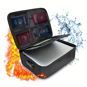 Locking file organizer, insulated fireproof waterproof box, portable home travel safe, can store important documents, files, etc.