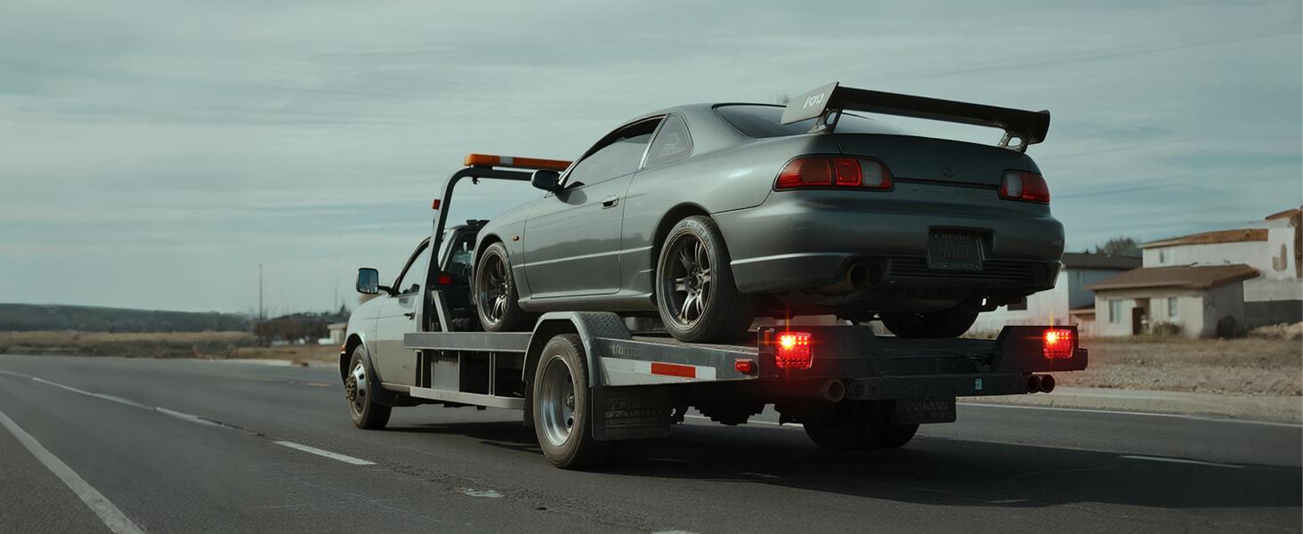 Magnetic Wireless Trailer Lights, Rechargeable LED Trailer Light for Towing Truck, Waterproof Tail Tow Lights Kit for RV Camper Boat Caravan, Portable Turn Signal Brake Running Stop