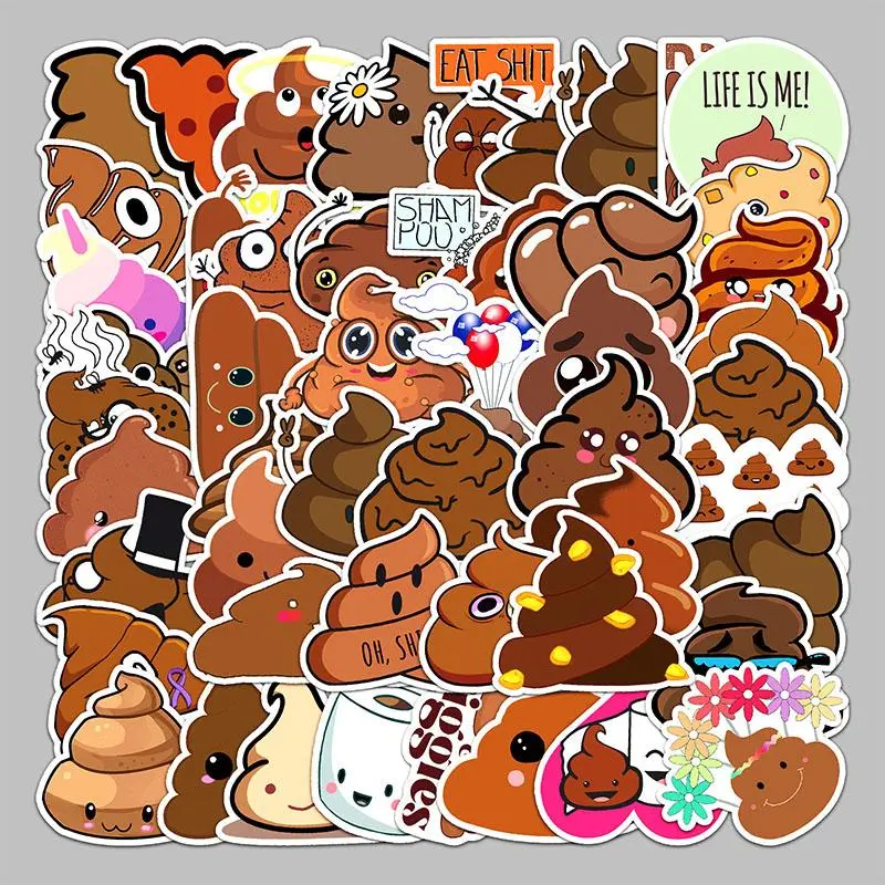 Poop Series Graffiti Sticker, 50pcs/set Waterproof Self Adhesive Decor Paper, Decor Sticker for Gift Greeting Card Water Bottle Laptop Phone, Fun Stickers