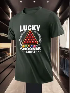 Trendy Personalized Short Sleeve T Shirt with Lucky Snooker Pattern for Billiards Enthusiasts