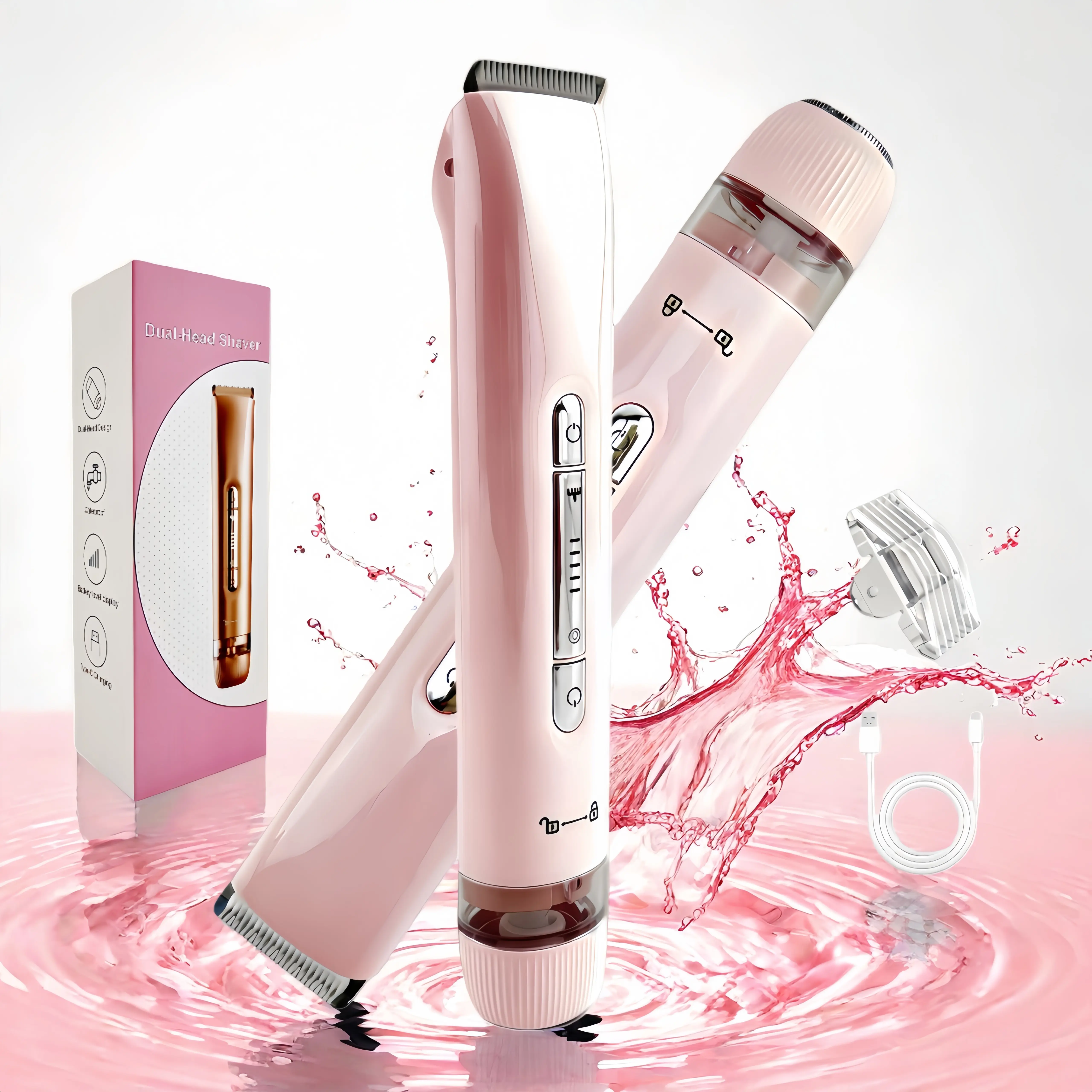 Electric Bikini Trimmer for Women, 1 Set Rechargeable 2 in 1 Body & FacialHair Removal for Winter Gift