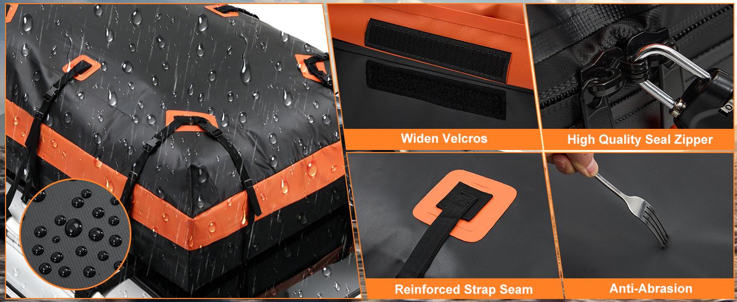 Waterproof Car Roof Cargo Carrier Bag, Heavy‑Duty PVC Rooftop Storage Bag with Anti‑Slip Mat, Combination Lock & Reinforced Buckles, Universal Fit for Cars With/Without Roof Racks for Travel Road Trips