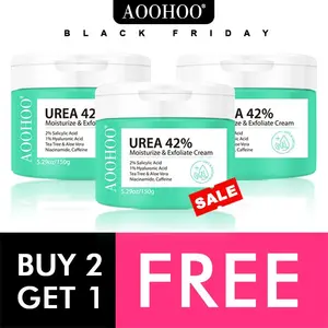 AOOHOO 42% Urea Cream Moisturize & Exfoliate Cream 5.29 0z(150g) for Dry & Cracked skin Plus 2% Salicylic Acid, 1% Hyaluronic Acid, Tea Tree & Aloe Vera, Naicinamide, Caffeine, Callus Removal, Softening, Cracked Heels&Hands, Moisturizers, All Skin Types