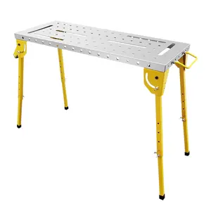 GARVEE Portable Folding Welding Table 46x18 Inches with Steel Nitriding Tabletop, 1000 lbs Load Capacity, 5/8" Holes, Includes Welding Cart with Casters and Brakes for Easy Mobility