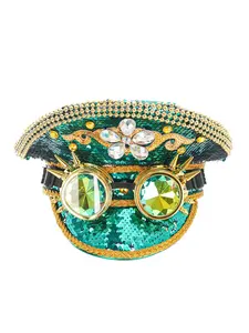 Shiny Steampunk Hat With Rivets, Goggles, Party Hat, Bride Hat, Carnival Halloween Hat, Sequined Captain's Hat, Suitable For Single Women At EDM Music Festivals, Crazy Parties.