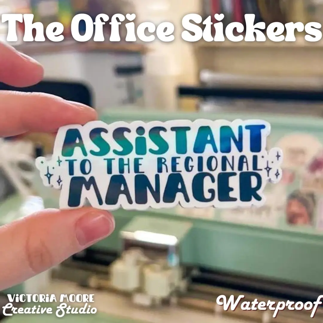Assistant to the Regional Manager Stickers | The Office Meme Vinyl Waterproof Water Bottle Sticker | Funny Dwight Schrute Holographic Decal
