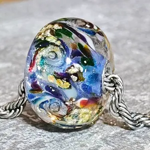 Glass lampwork bead - Periwinkle Rainbow