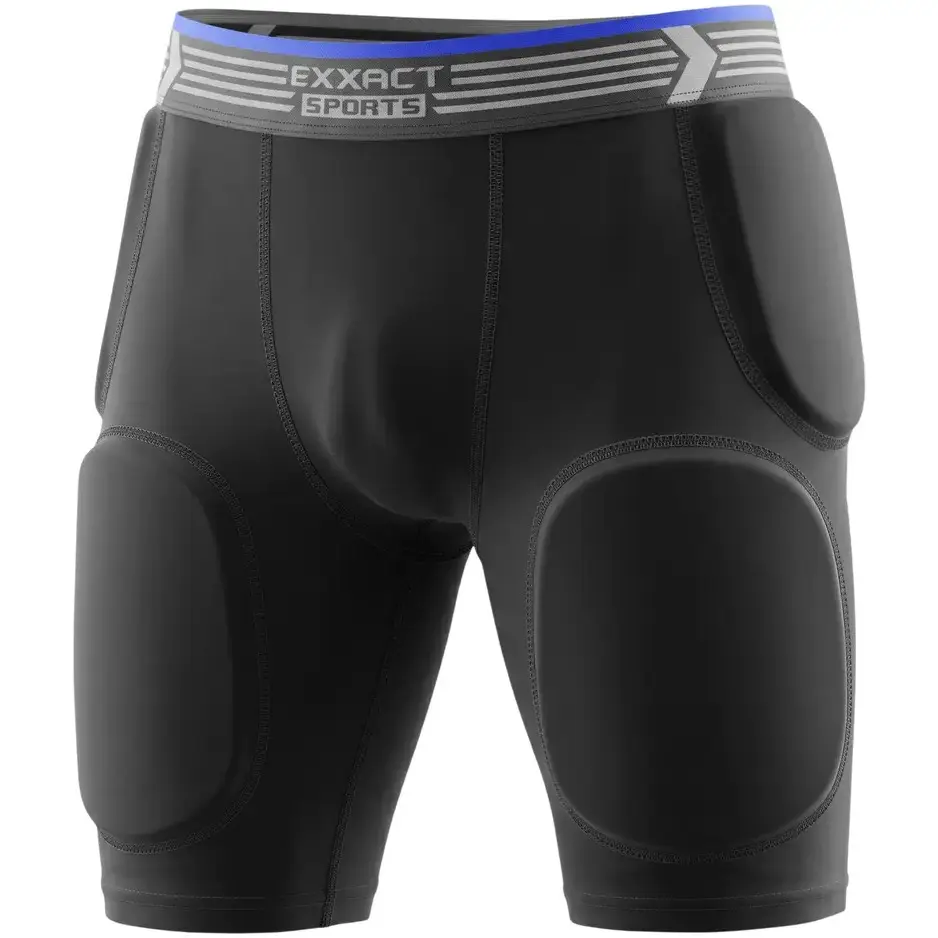 Exxact Sports Rebel Youth Football Girdle, 5-Pad Lightweight Compression Shorts for Boys with Integrated Hip, Thigh, Tailbone Pads and Cup Pocket, Sporty Kids' Sports Clothing