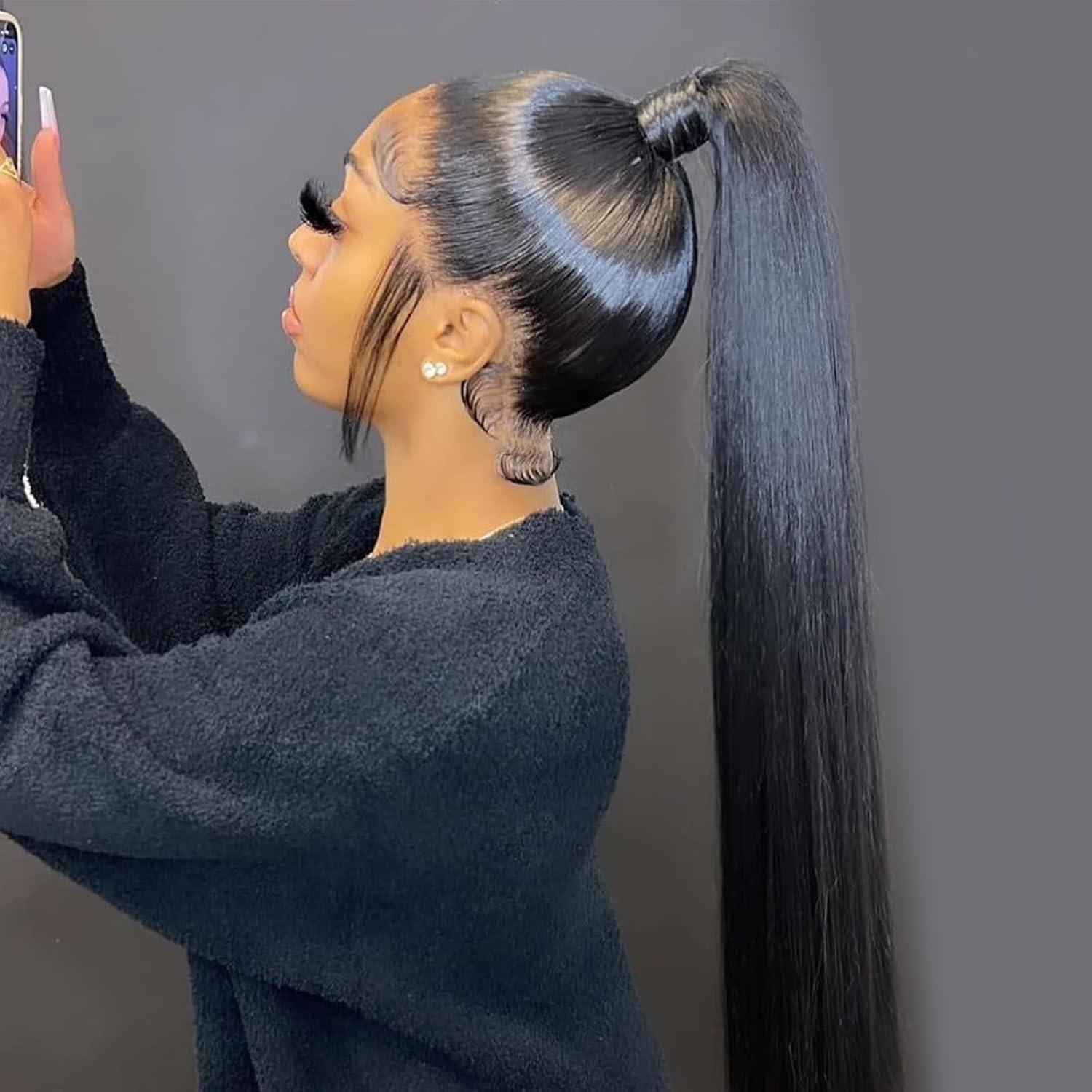 Bling Hair 360 Full Lace Wig Human Hair Pre plucked HD Lace Wig Human Hair Wigs 36 inch Bone Straight Lace Frontal Wig For Women