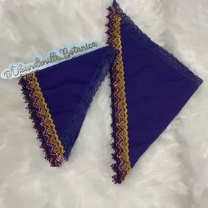 Okandensilka Botanica Quilla Inspired in the Orisha San Lazaro with Purple and Gold Zigzag Lace Details