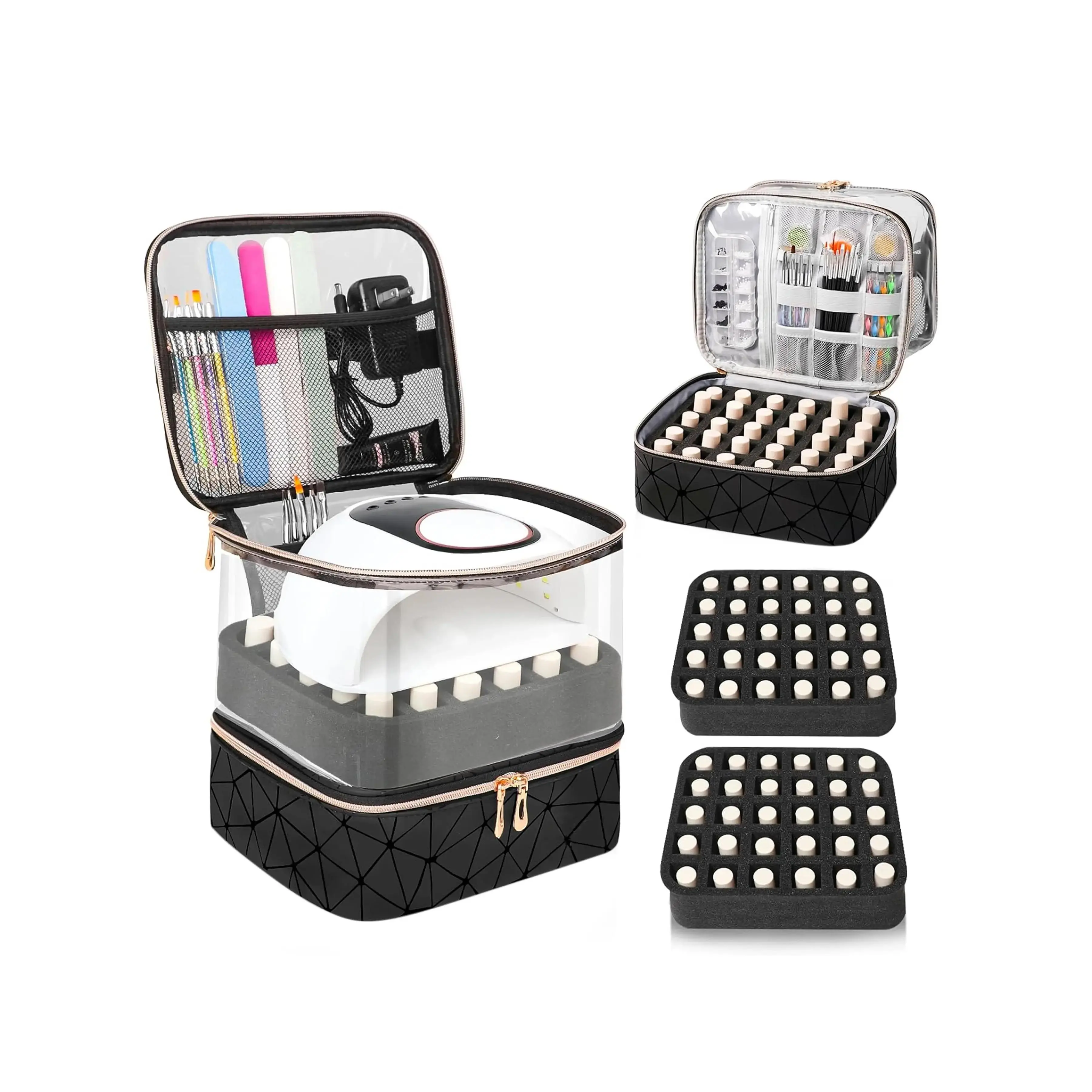 Transparent Nail Polish Storage Box Holds 60 Bottles (15ML), Dual Layer Manicure Organizer, Halloween Christmas Gift