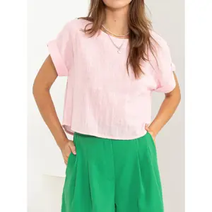 Cuffed Short Sleeve Blouse