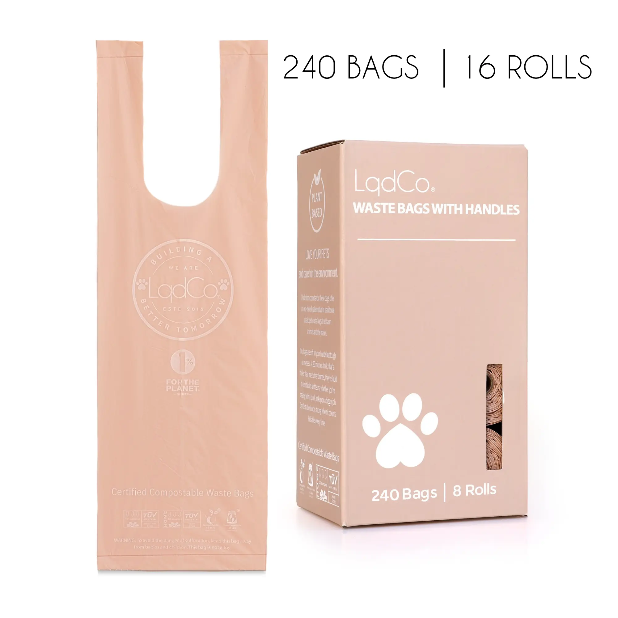 240 Plant-Based OK Home Compostable Poop Bags with Handles – Lavender Scented Extra-Long Pet Waste Bags for Cats & Dogs