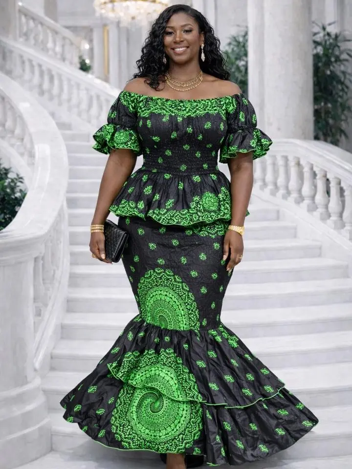 black mermaid prom dresses Long Black Mermaid Prom Dress with Embroidered Flowers Black / 6