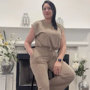 Conjunto Casual de Mujer 2 Piezas con Pantalón Largo y Blusa Manga Corta