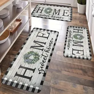 JOYFINITY  Floor Mat Set 2 or 3pcs for Kitchen Bathroom Bedroom Living Room Vintage Farmhouse Decor Flannel Non-slip Soft Easy-to-clean Mat Bohemian Style Rugs Boho Washable Rug