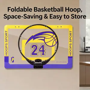 Indoor Foldable Basketball Hoop, Kids Door Mount Office Basket, Teen and Adult Mini Hoop, Room Door, Includes 1-2 Balls
