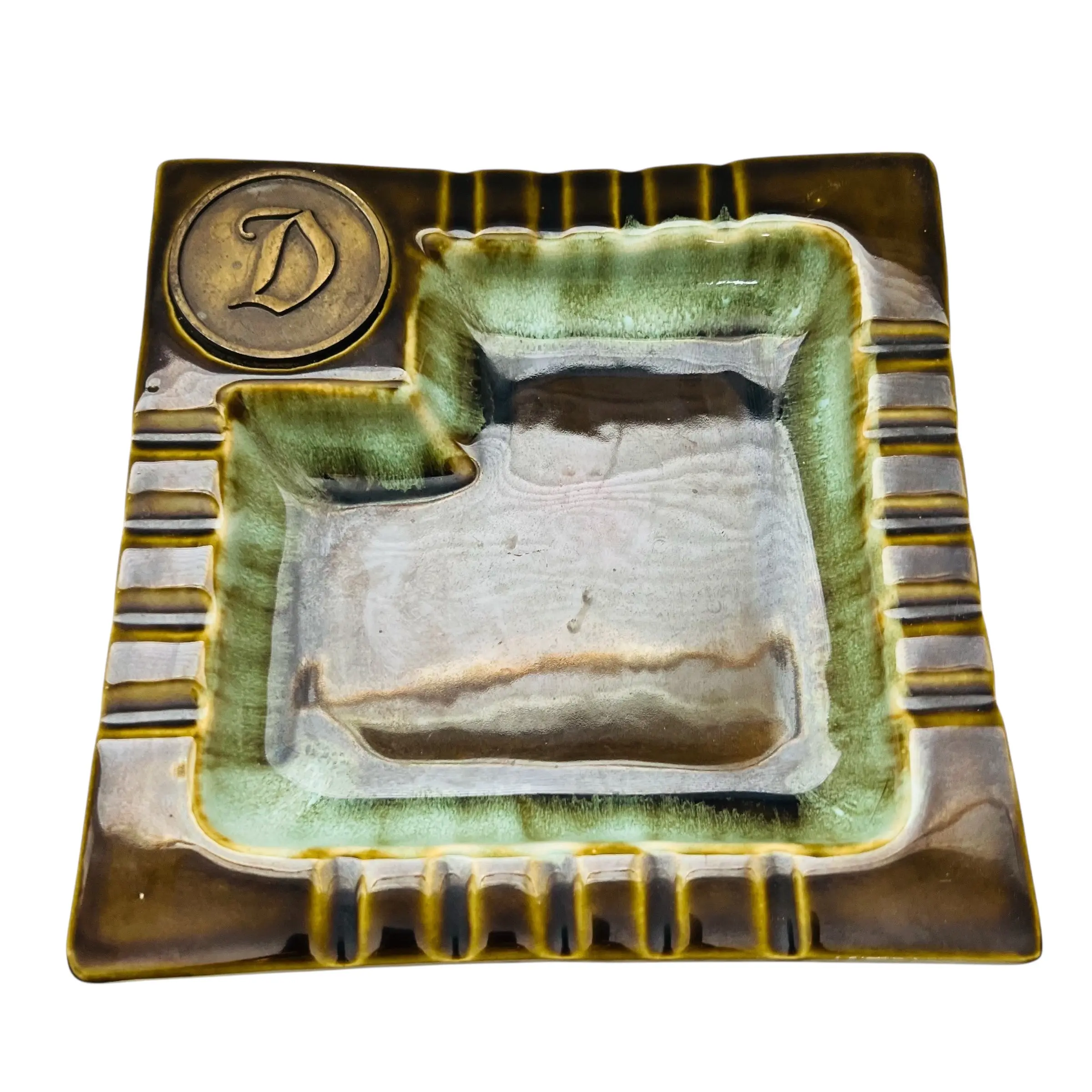 Vintage Teamline USA 55 with Letter D Medallion Monogram Ceramic Ashtray