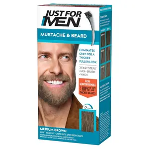 Just For Men Mustache & Beard multiple uses Beard Coloring for Gray Hair with Brush, With Keratin Biotin Aloe and Coconut Oil for Healthy Facial  Pack of 1