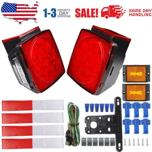 Rear LED Submersible Trailer Tail Light Kit Waterproof Boat Marker Lights for Trailer Truck RV SUV Marine Underwater Use New US Stock