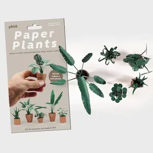 5 Pcs DIY Paper Plant Kit, Make Your Own Mini Origami Plants Craft Set, No-Maintenance Desk Garden Decor for Plant Lovers, Fun Art Craft Activity for Adults & Kids, Home Office Desktop Decoration Gift