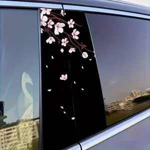 2 PCS Cherry Blossom Car B Pillar Decals Easy to Apply and Remove Car Interior Exterior Decorative Sticker Anti Scratch Auto Styling Accessories