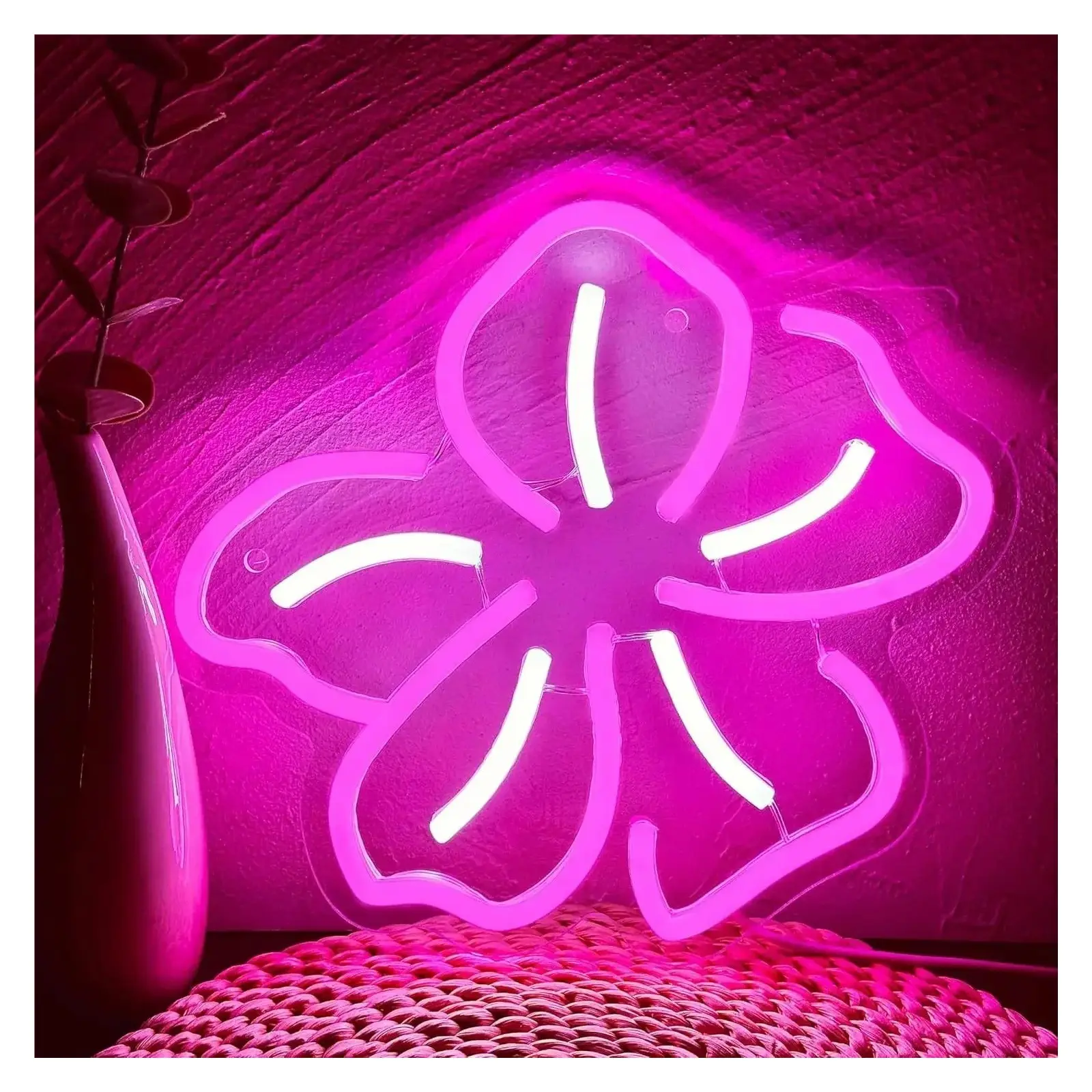 Sign Illuminated Flower Neon Signs Wall Decor For Bedroom Girls Room Cute Flowers Art Decorations Sign 23.6x26cm Sign Lamp