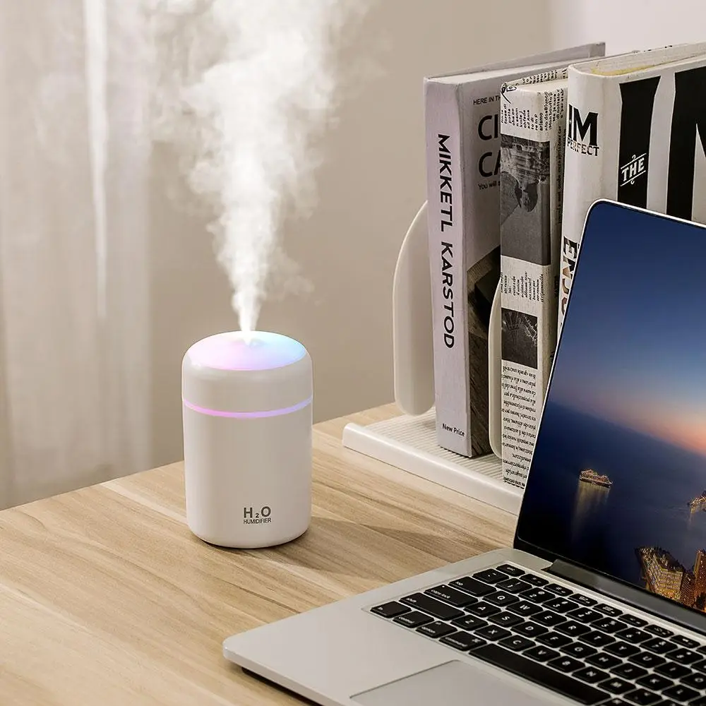 USB Powered Air Humidifier, 300ml Air Humidifier with Colorful Light, Quiet Desktop Air Humidifier for Home Office
