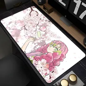 [Sale off up to 65%][Free Ship] Pink Sakura Mouse Pad PC Japan Anime Demon Slayer Mousepad Large Laptop Kawaii Keyboard Rug Anime Girl Kanroji Mitsuri Desk Mat
